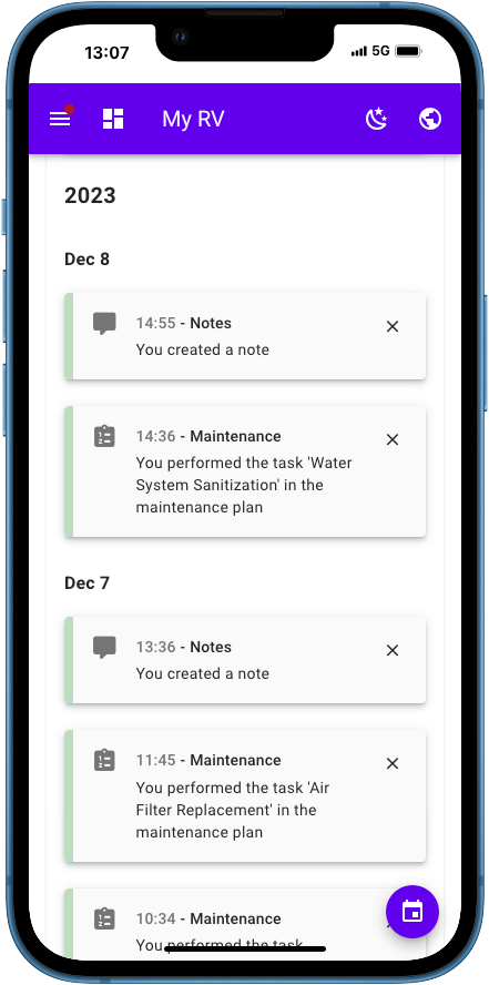 Example of maintenance plan